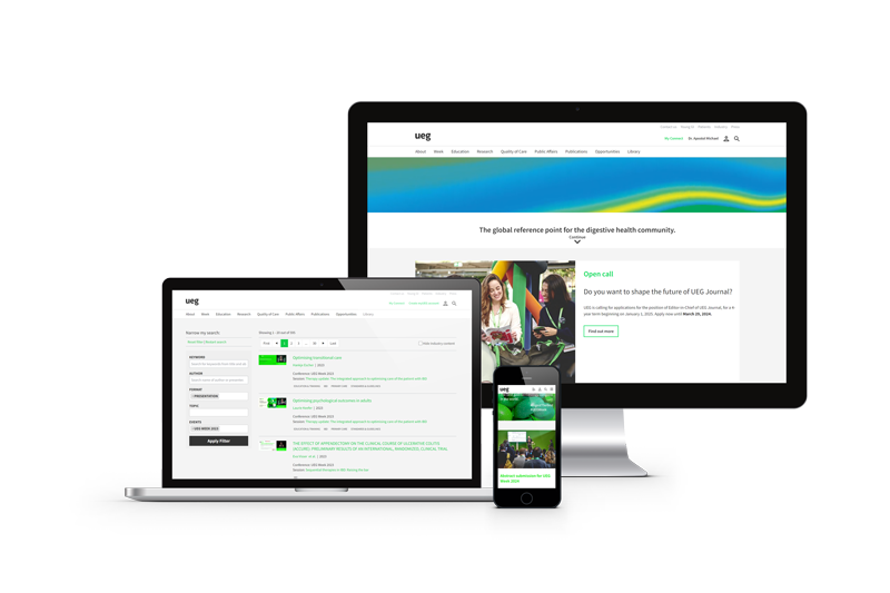 Die digitalen Systeme der UEG präsentiert auf unterschiedlichen Bildschirmgrößen